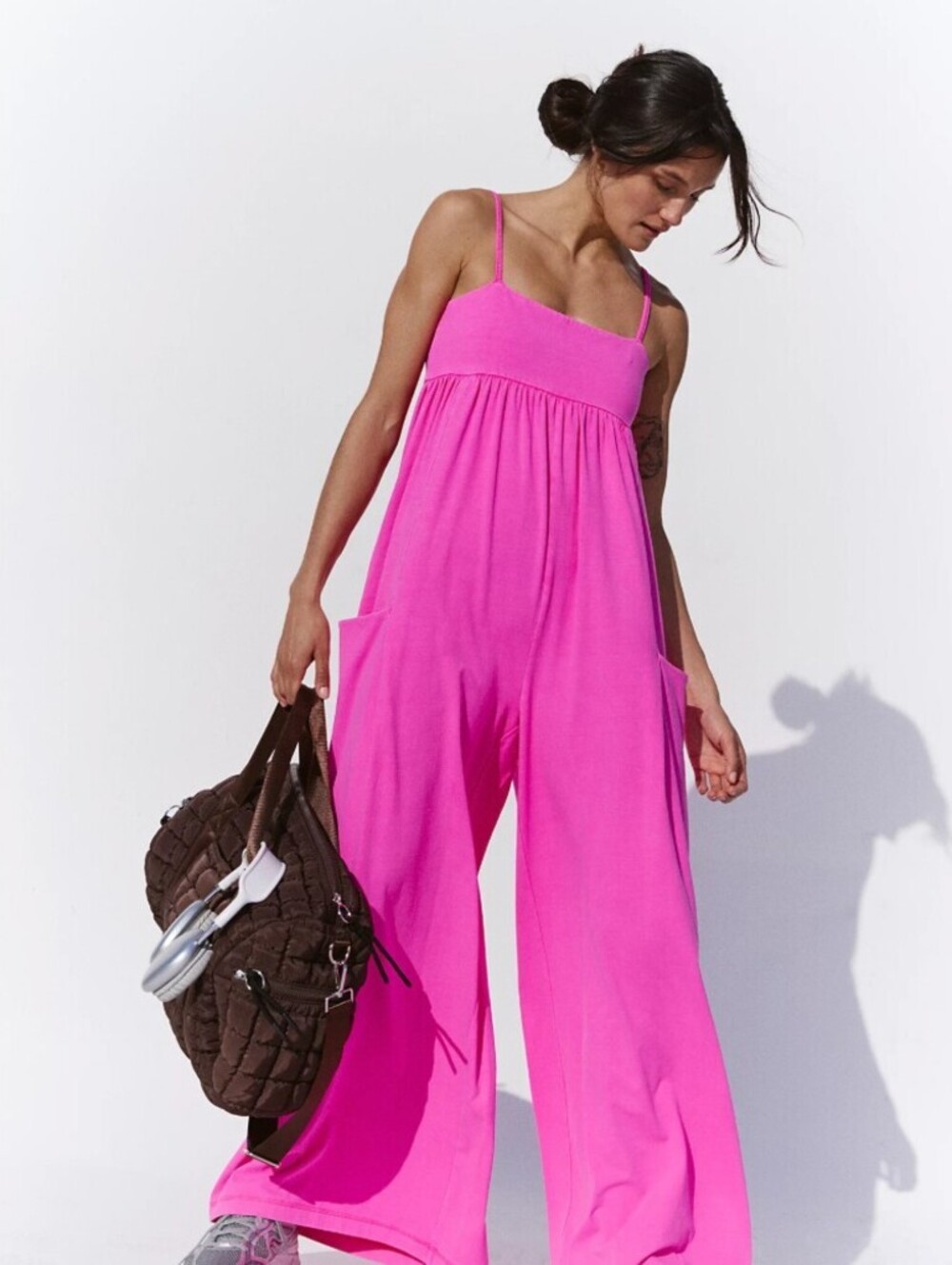 Free People Movement Candy Pink Hot Shot Strappy Jumpsuit - Size - Small - NWT